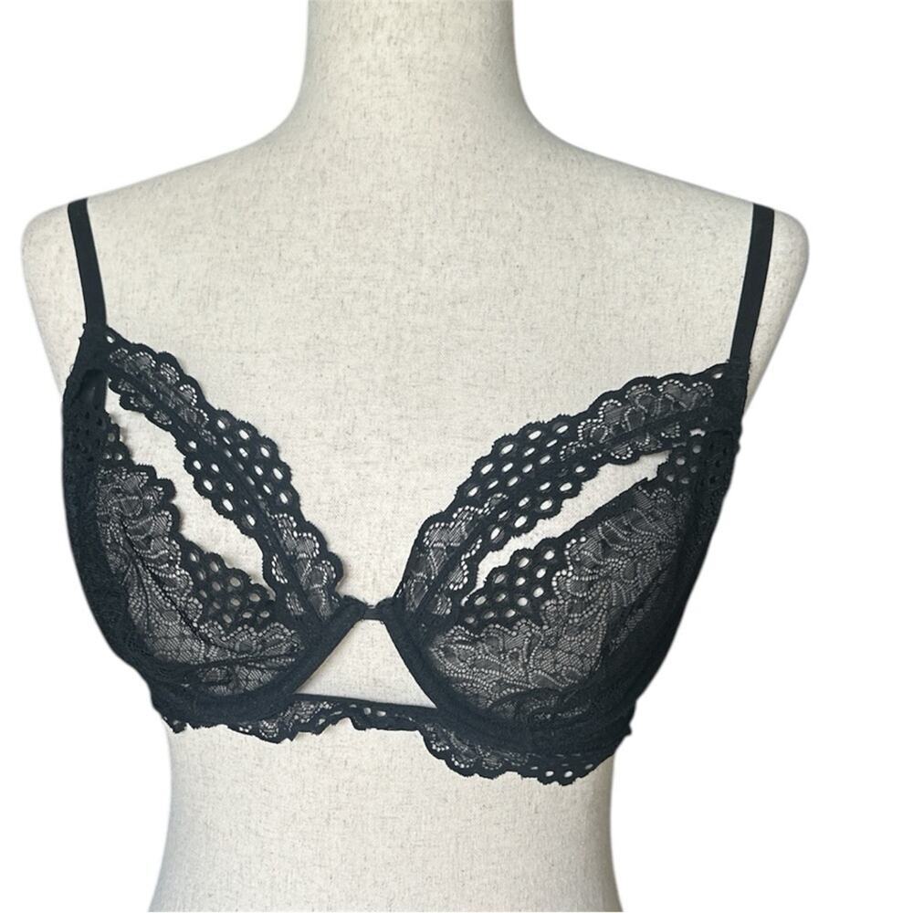 Kiki De Montparnasse Coupe Balconette Bra – Black Stretch Lace, 36D - Picture 2 of 12